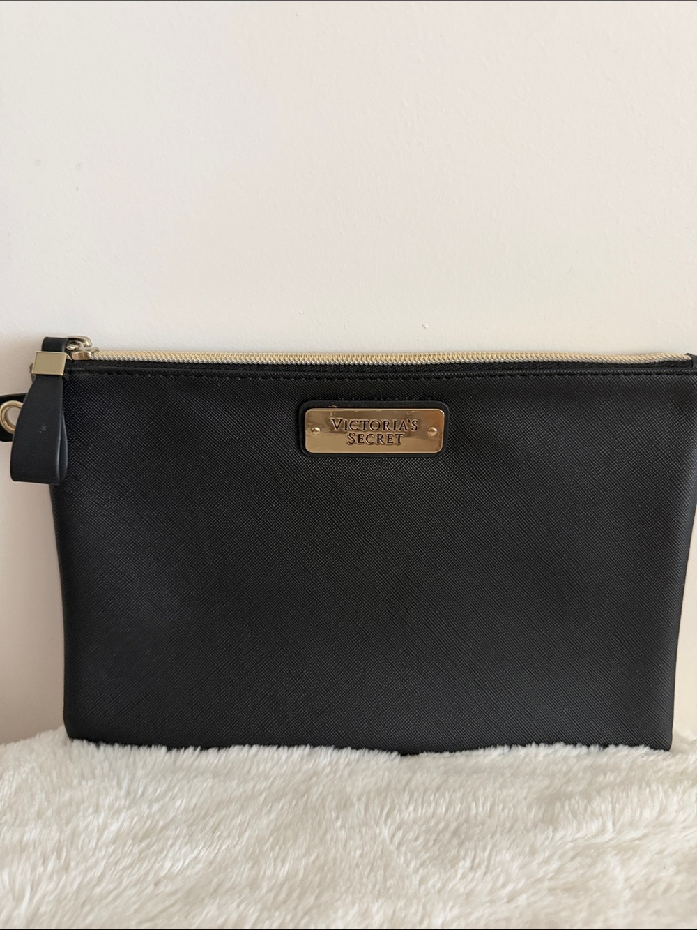 Victoria's Secret Black Wristlet Clutch with Gold Plate